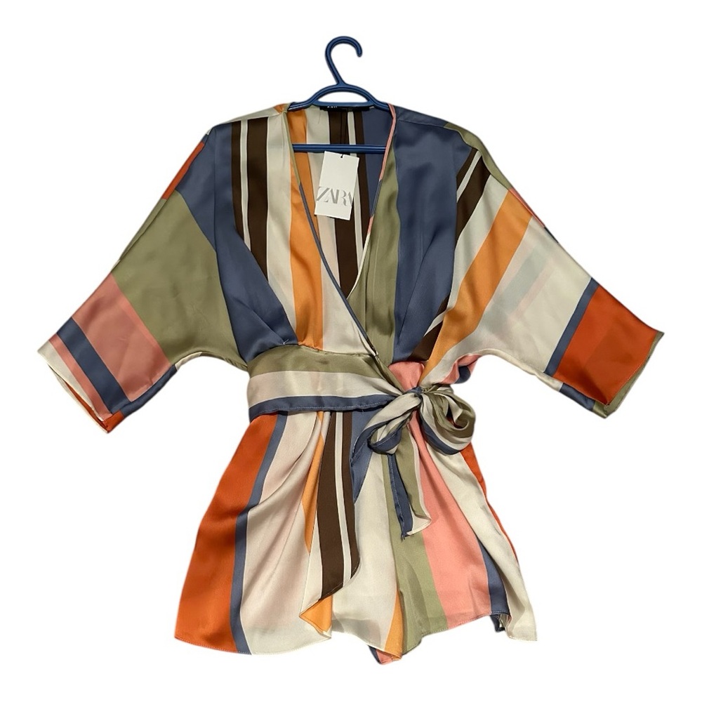 Zara Multicolor Striped Kimono Romper